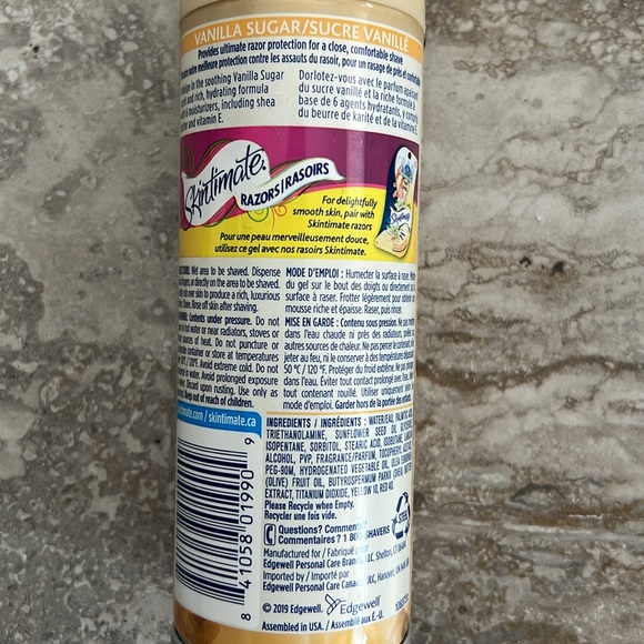NEW Skintimate Moisturizing Shave Gel, Vanilla Sugar Scent w/Shea Butter & Vit E - Picture 5 of 6